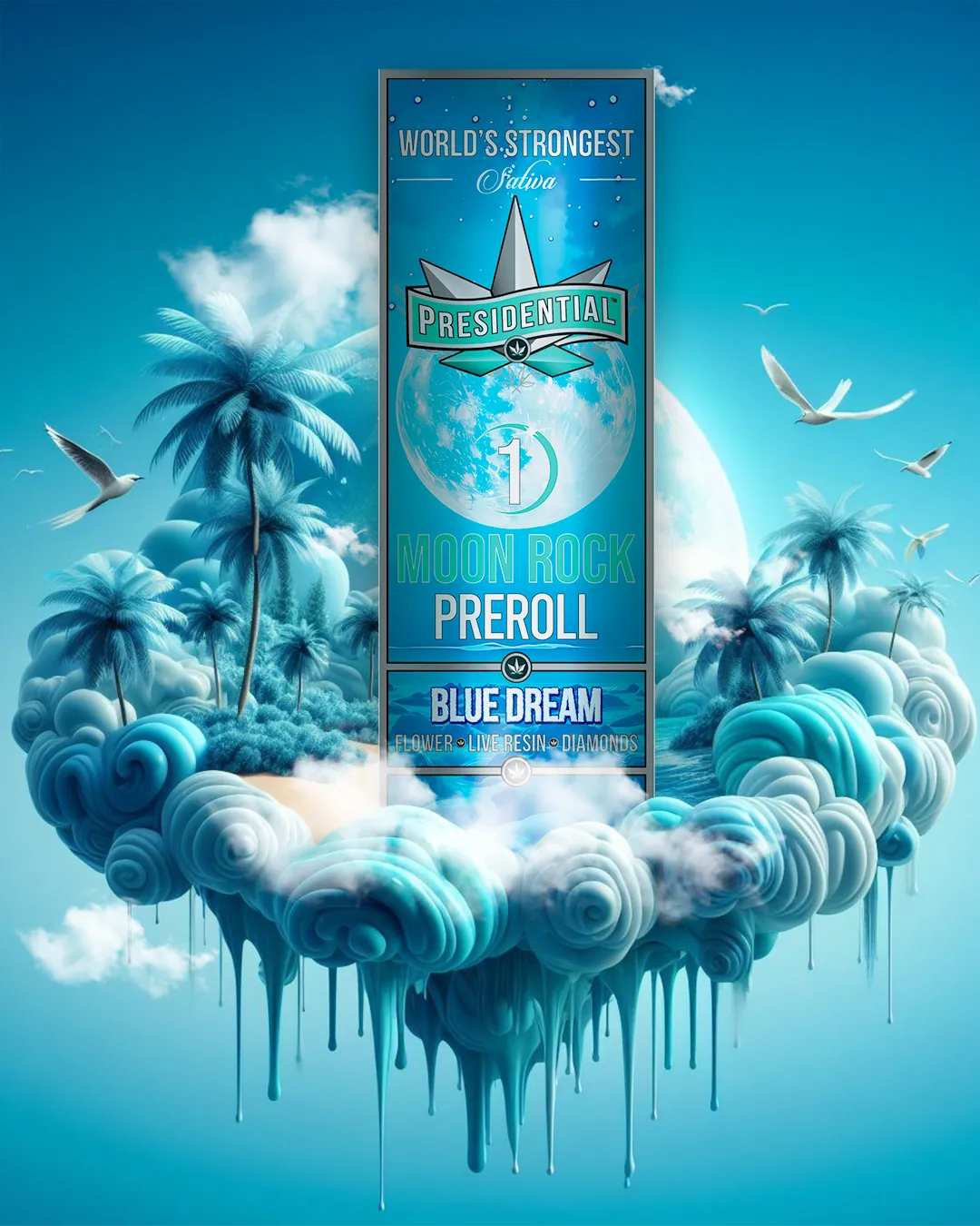 Presidential Blue Dream infused pre-roll package artwork