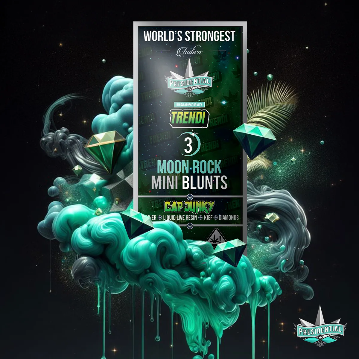 Presidential Cap Junky mini blunt package artwork